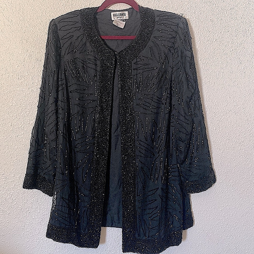 🖤90s‎ Beaded Silk evening coat